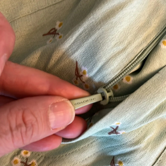 COACH Printed Loom Pants. Green and white size 0/ XS-S NWOT lightweight summer - Picture 9 of 16